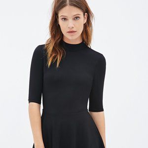 FOREVER 21 Black Skater Mock Neck Mini Dress Size S